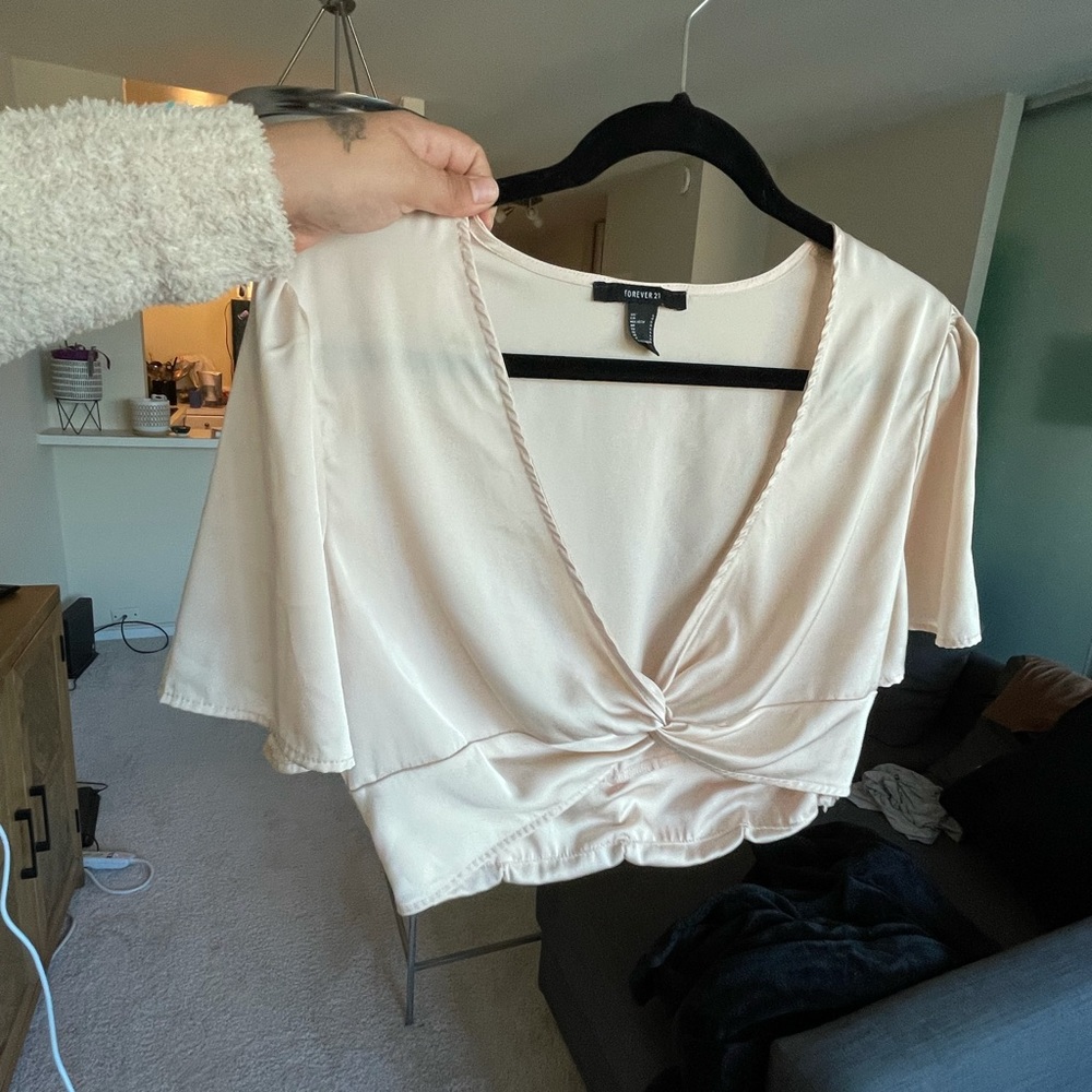 Pearl silk crop top